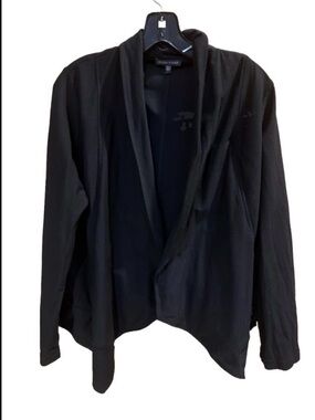 Eileen Fisher Black Open Front Blazer Jacket Draping Stretch Knit Size Large